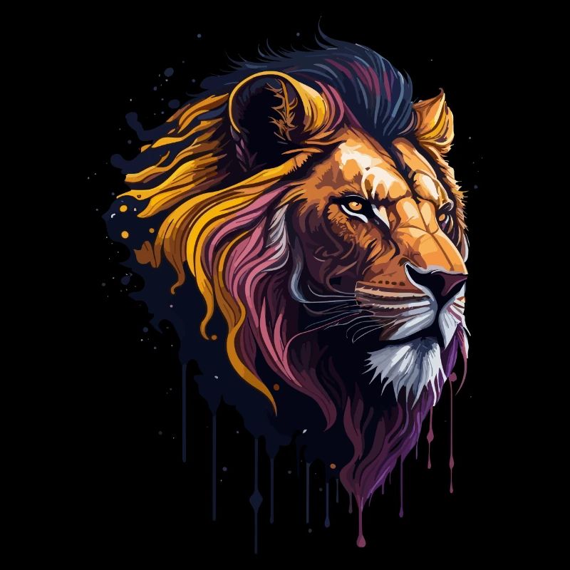 Visage de lion coloré