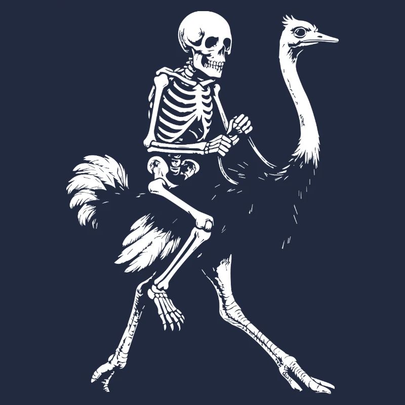 Unheimliches Skelett auf fliegendem Strauß Illustration