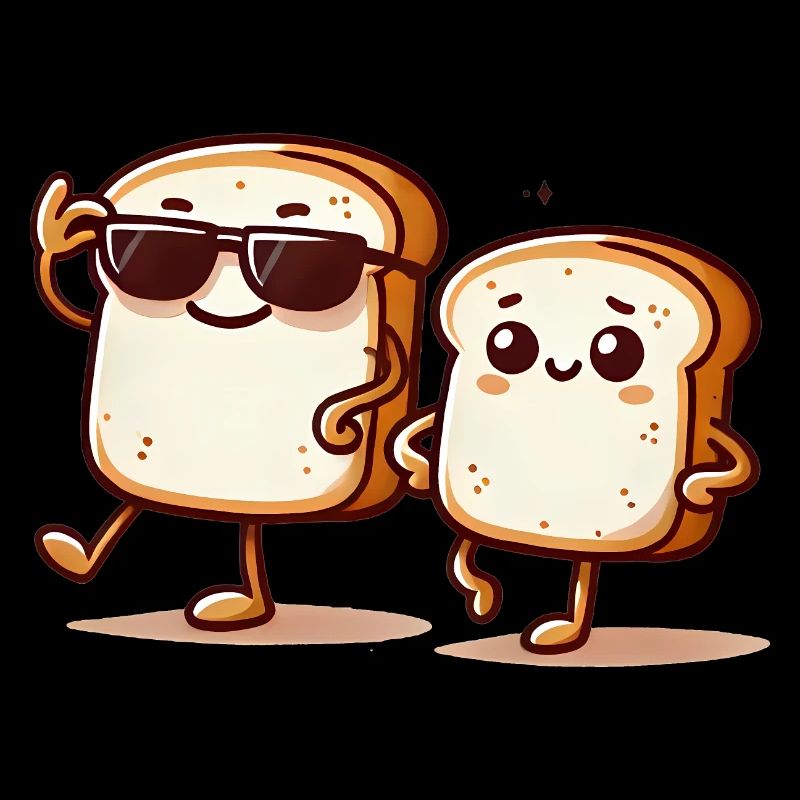 Cool Gluten Bread Duo Cartoon Design