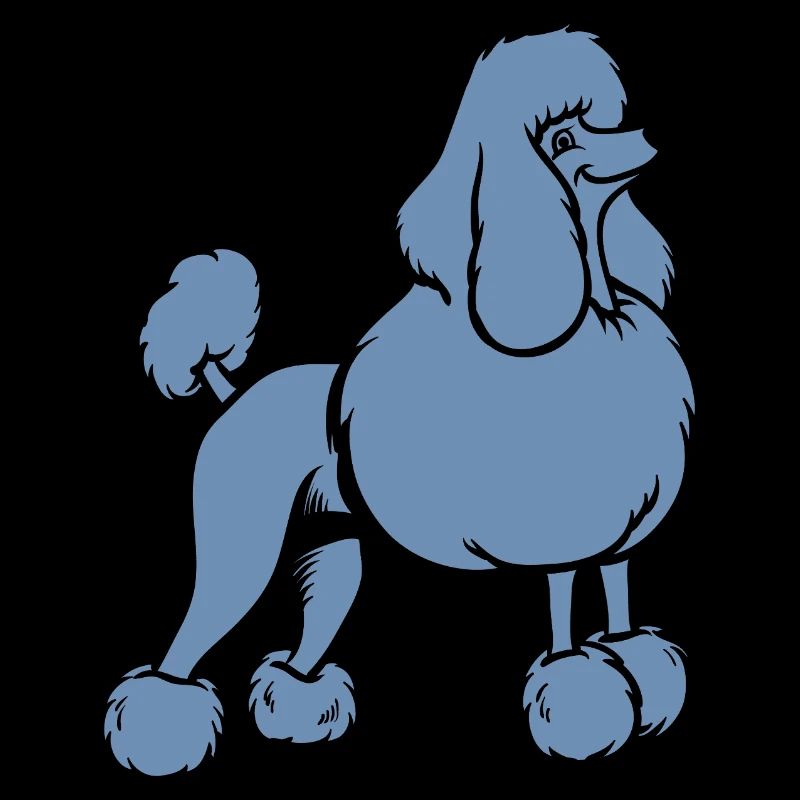 blaue Silhouette Pudel Hund Minimalistisch
