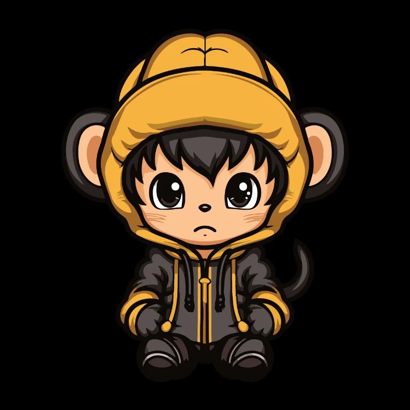 Affe Winter Comic Niedlich