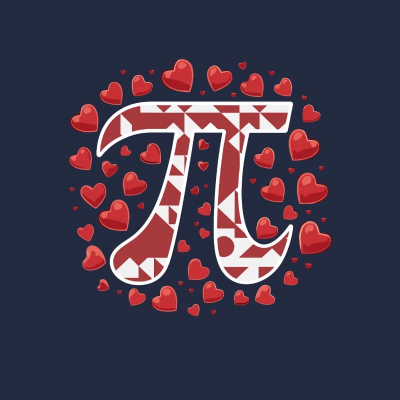 Pi symbol surrounded by hearts for