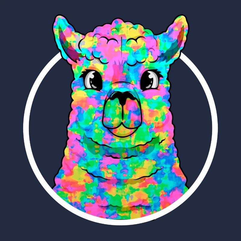 Rainbow Llama Head Alpaca Head