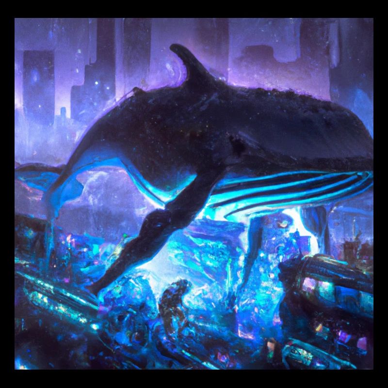 Whale floating in the city