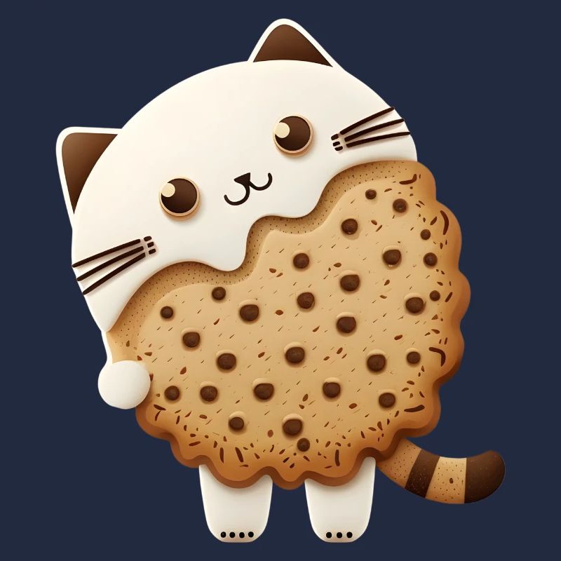 Kawaii biscuit cat with chocolate chips