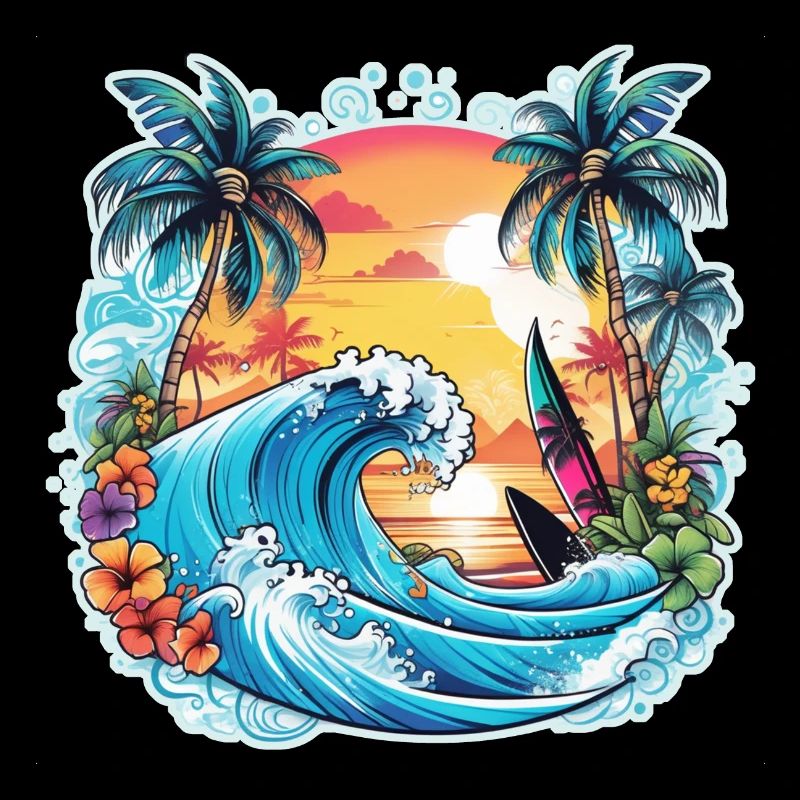 surf plage palmier soleil vacances