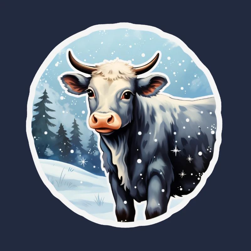 Cattle on a wintry alpine pasture