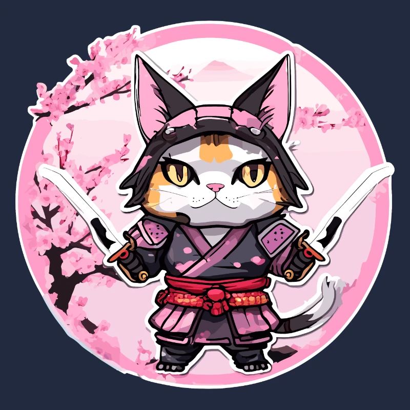 Samurai Katze & Kirschblüten #1