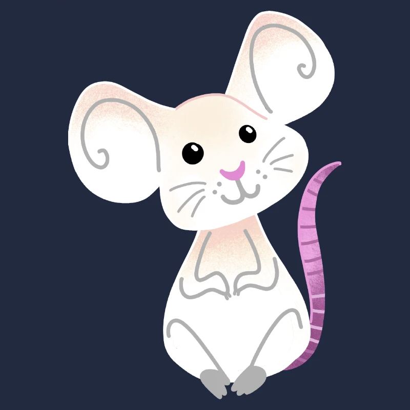 Hand drawn White Mouse sitting