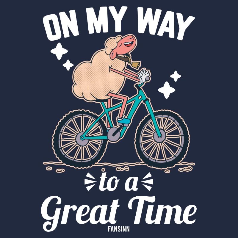 Sheep rides a bicycle
