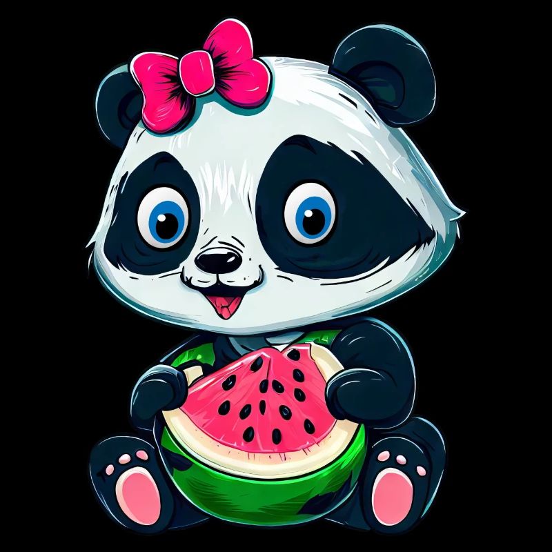 Jolie fille panda à la pastèque