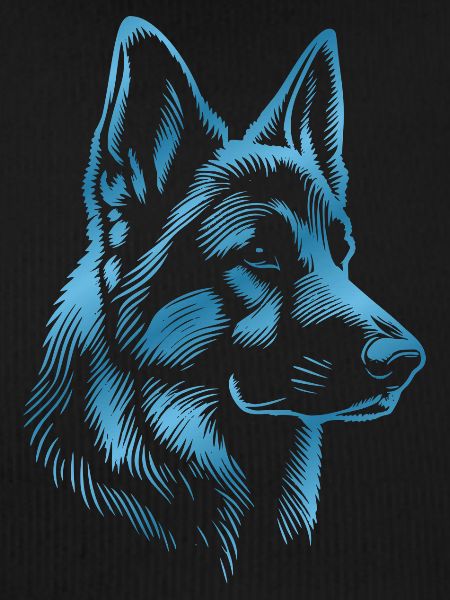 German Shepherd Head Blue