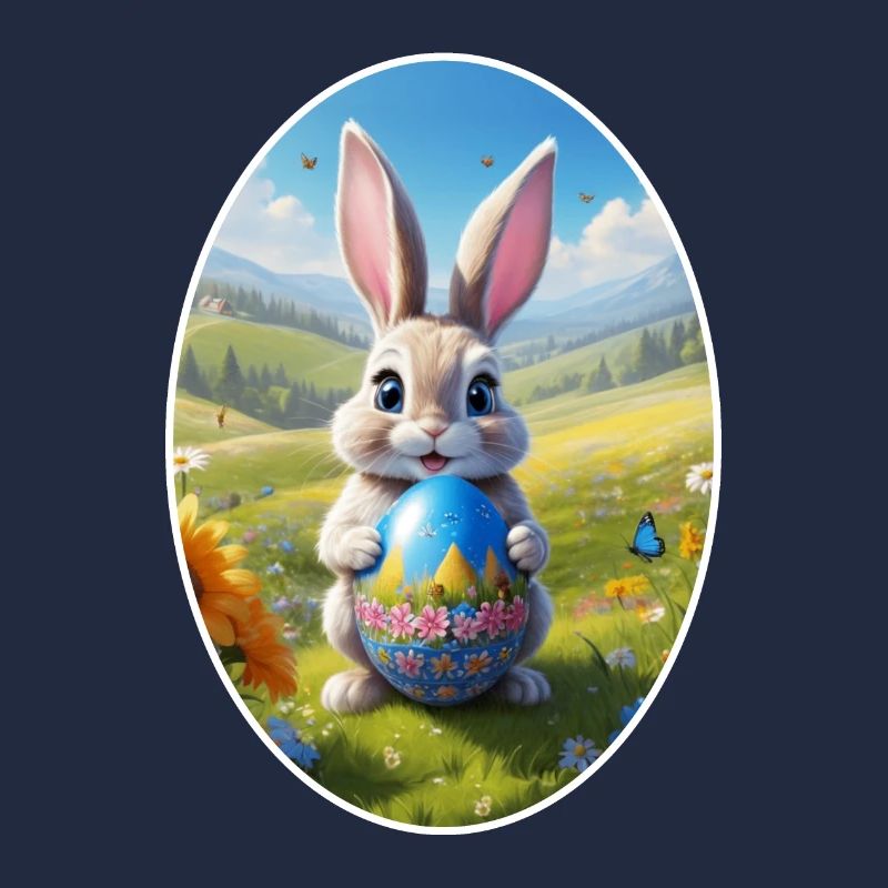 Lapin de Pâques avec oeuf, ovale