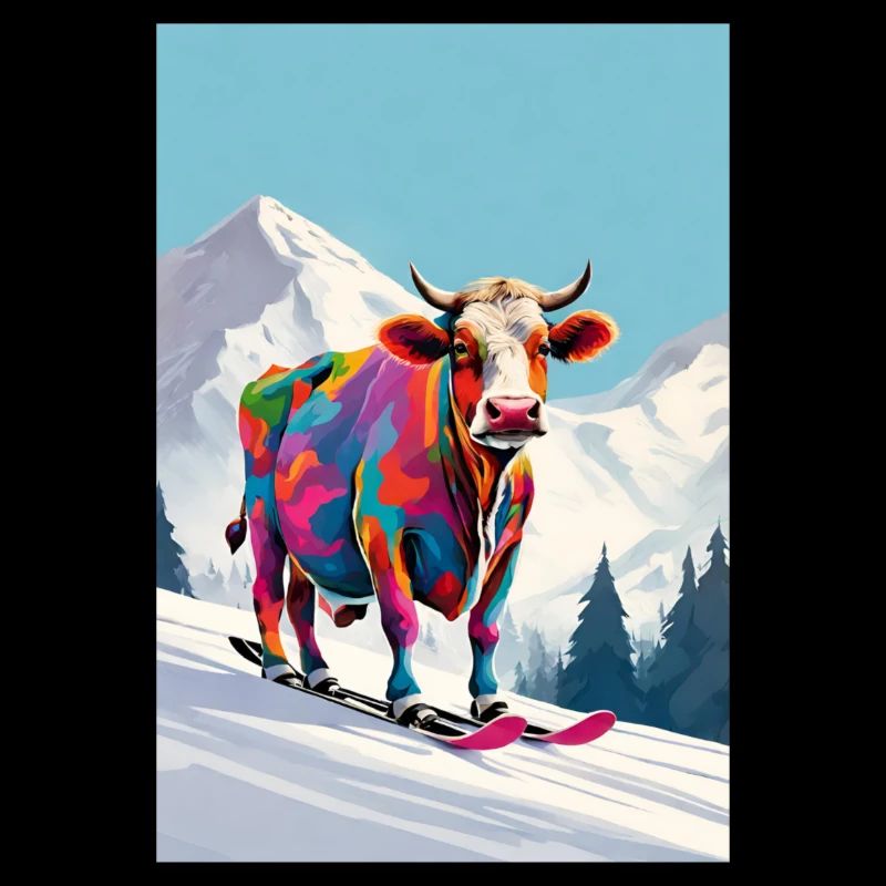 Vache sur les skis