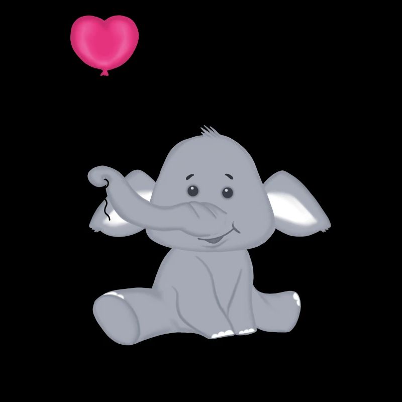 Bébé éléphant avec montgolfière coeur