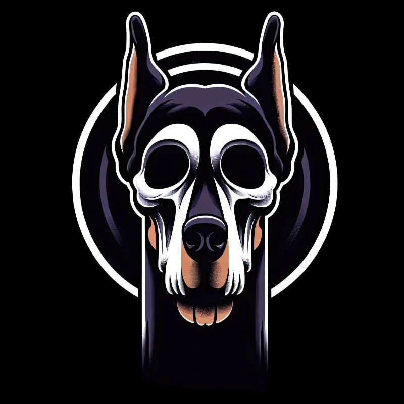 Neon Dobermann Totenkopf Kante
