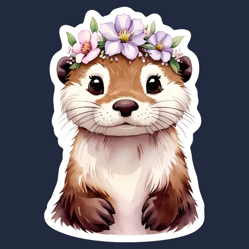 Otter mit Blumen