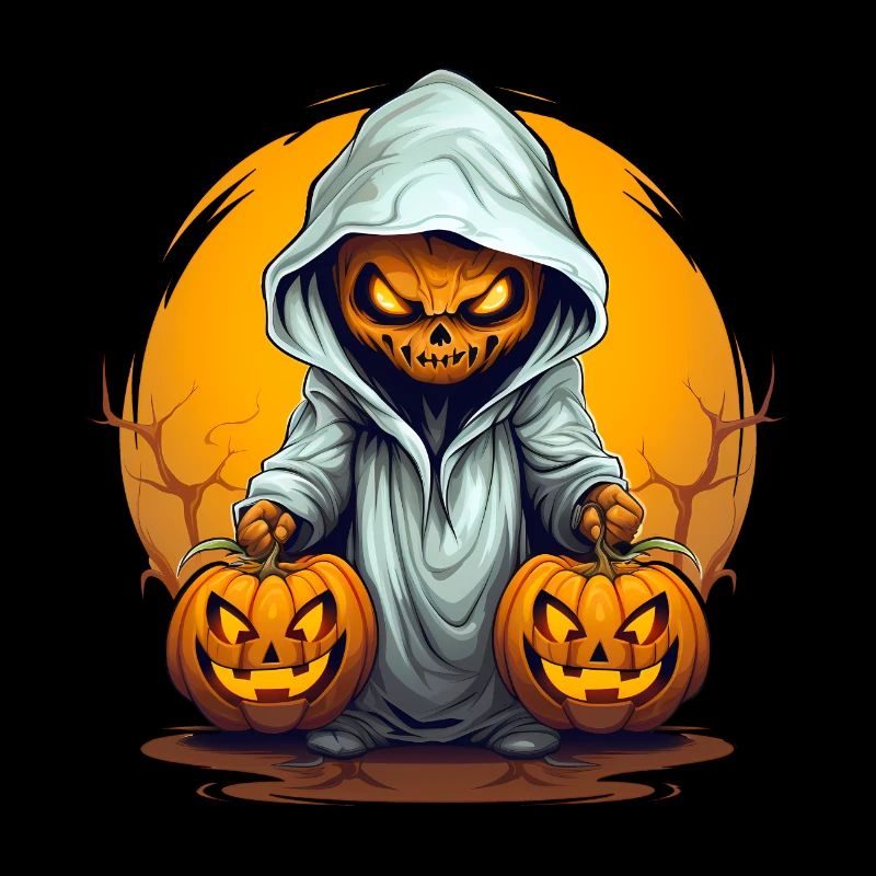 Monstre de citrouille effrayant avec deux citrouilles