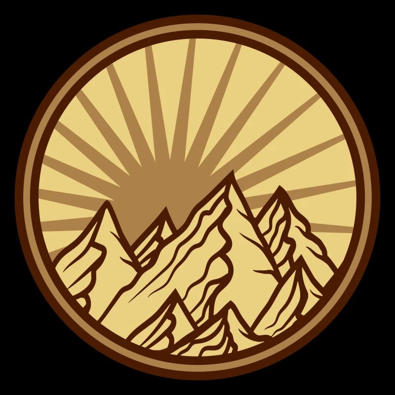 mountains circle mountains round logo sun high mountain path