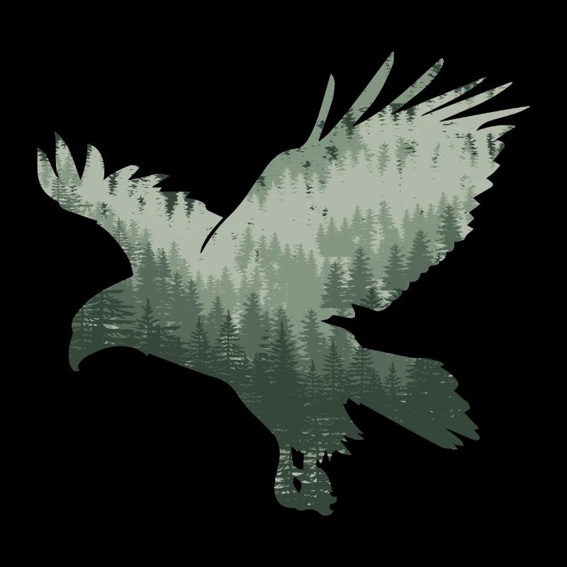 Conception animale aigle oiseau des forêts arbres sapins nature
