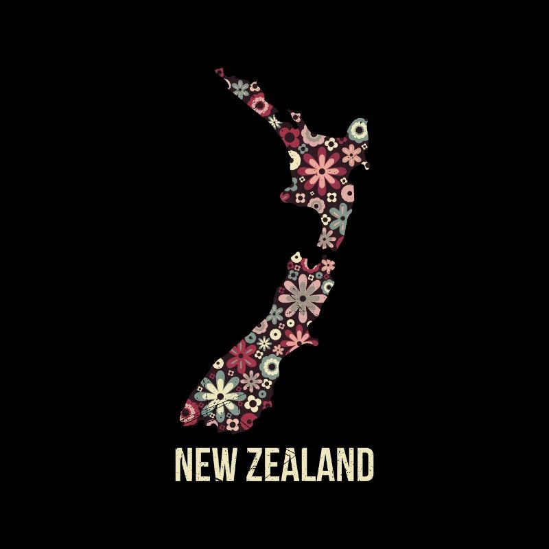 Neuseeland Karte Blumenmuster Souvenir Geschenk