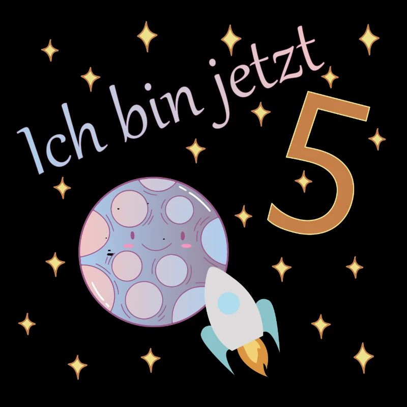 Kinder 5. Geburtstag Junge & Mädchen Mond Rakete
