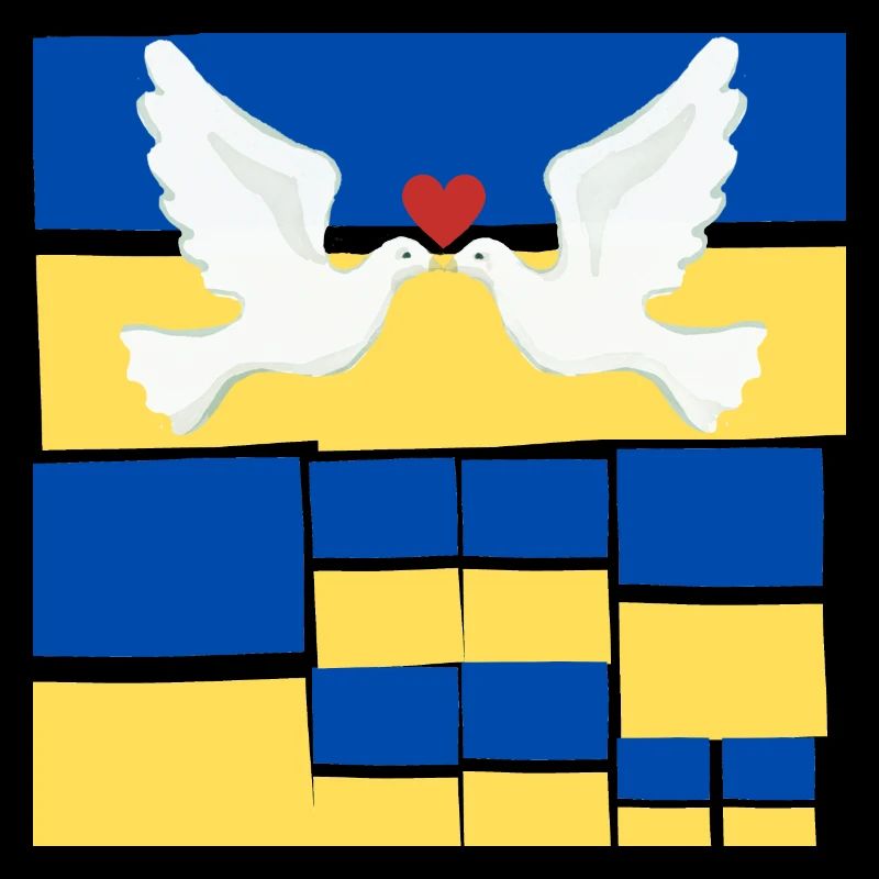 Frieden Friedenstaube auf der Ukrainischen Flagge