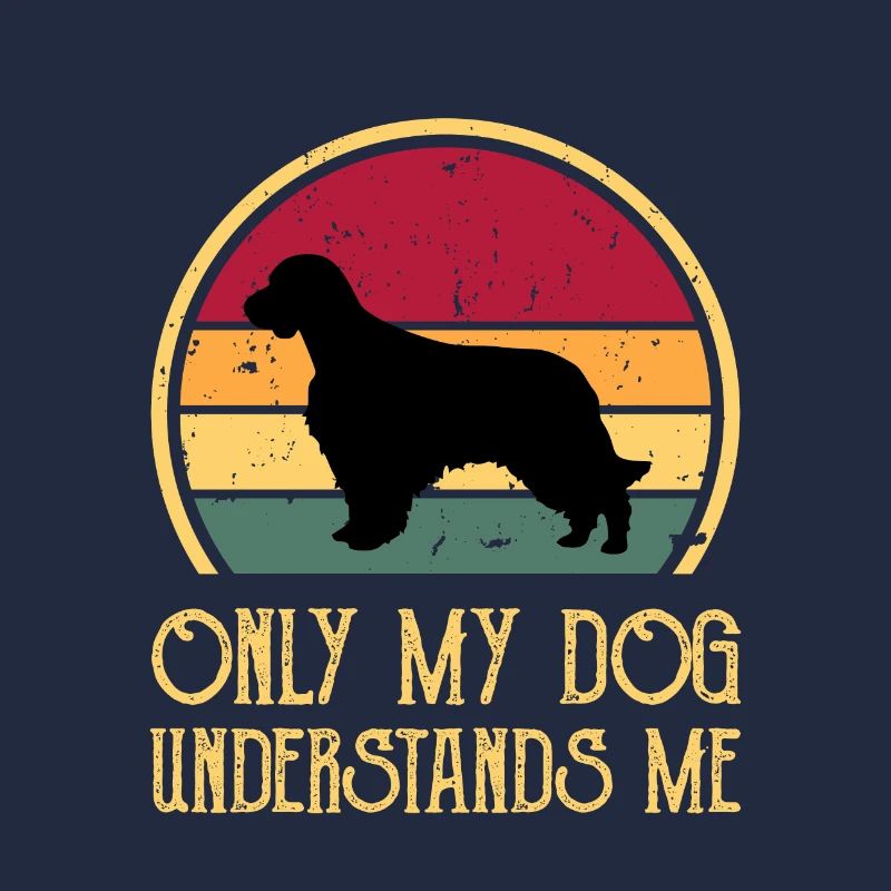 Welsh Springer Spaniel Dog Silhouette Retro Sunset