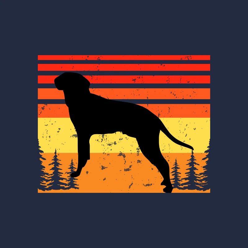 Braque Saint Germain Dog Silhouette Retro Coucher de soleil