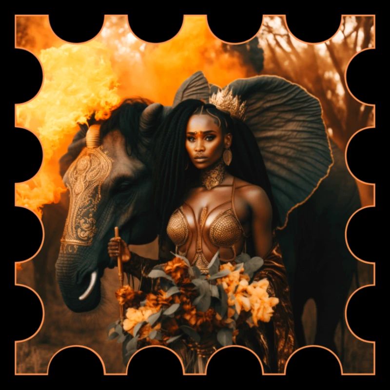 Frau mit Elefant Design