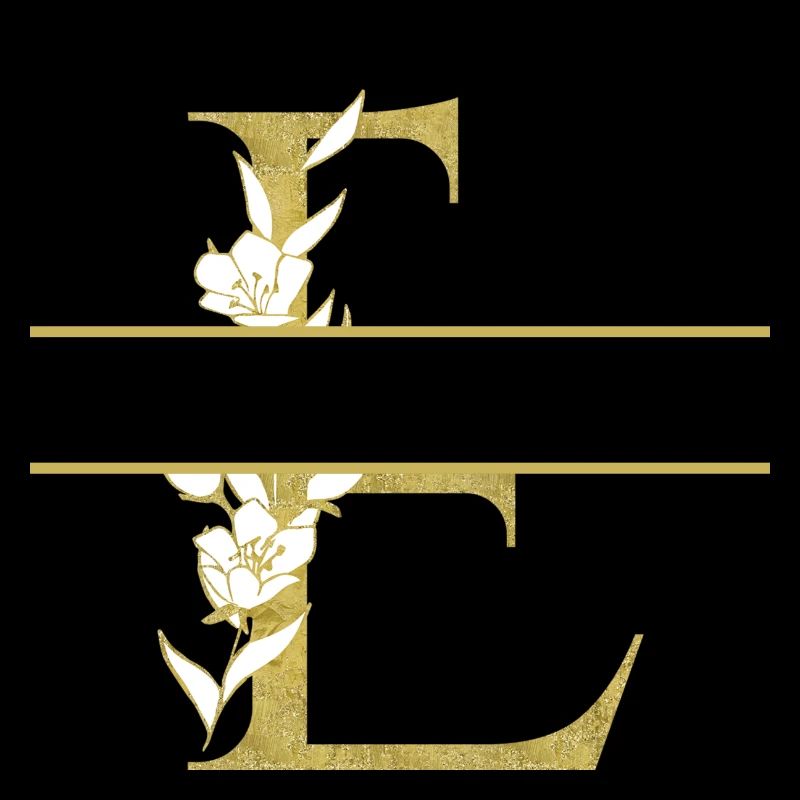 Personalisierter goldener Blumenbuchstabe E