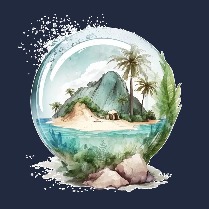 Île tropicale dans un orbe de cristal