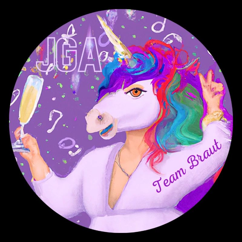 JGA Einhorn mit Sektglas - Team Braut