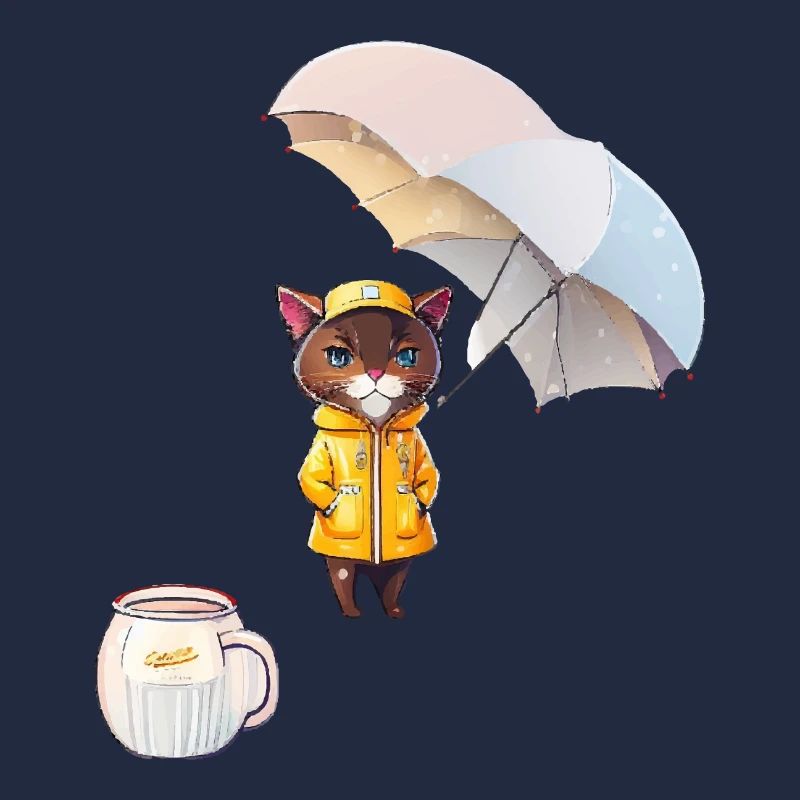 Drôle de chat et de café