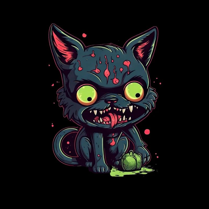 Chat zombie d’Halloween - Chat effrayant mignon