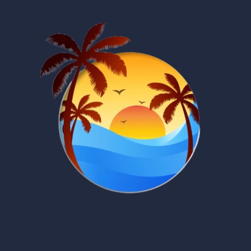 Fond plat de coucher de soleil avec des palmiers