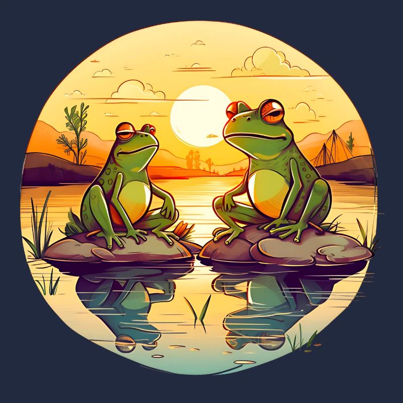 Two frogs enjoy the sun's rays