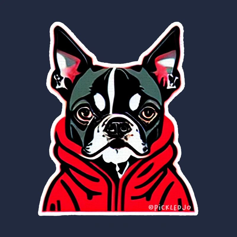 Boston Terrier Roter Kapuzenpullover Pop Art