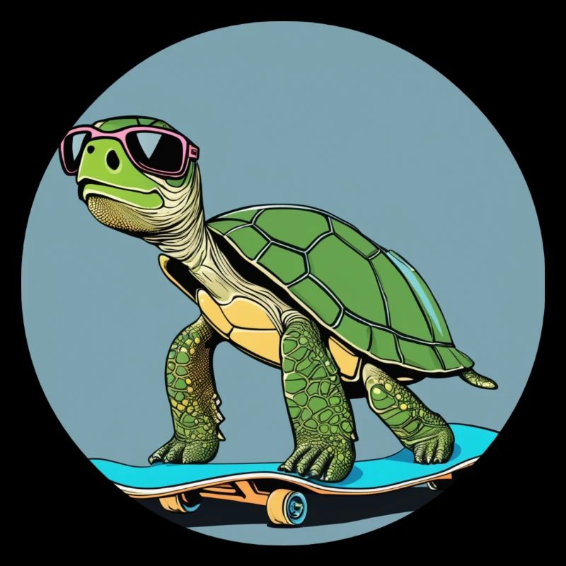 Schildkröte mit Skateboard