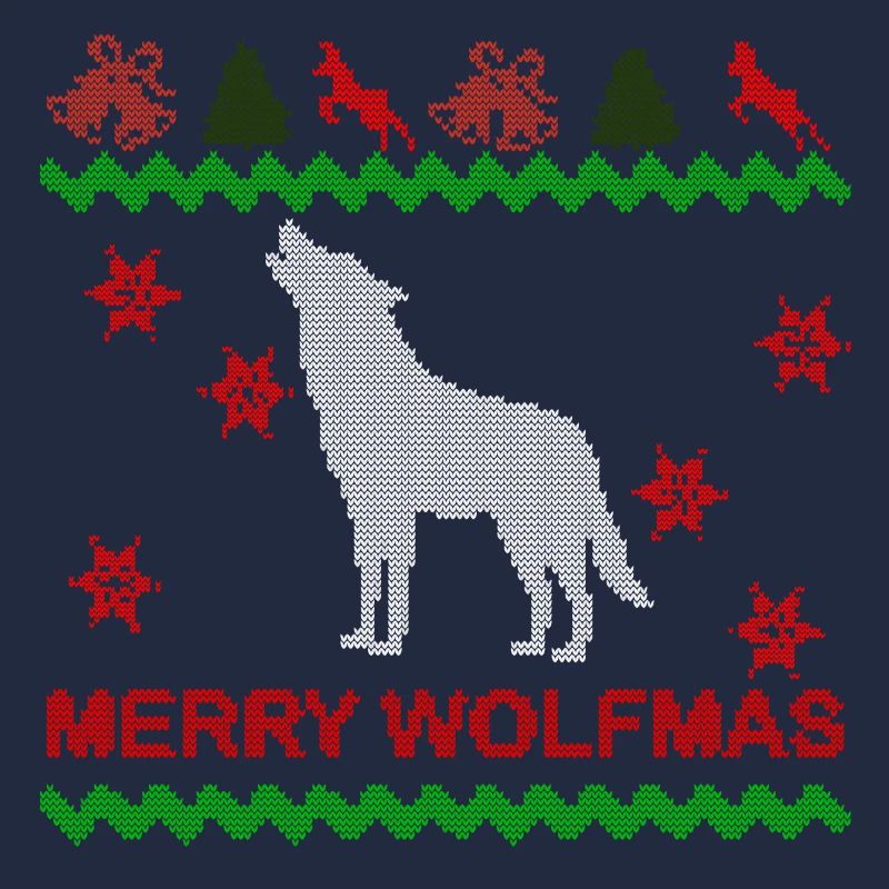 Merry Wolfmas Wolf Frohe hässliche Weihnachten Pullover