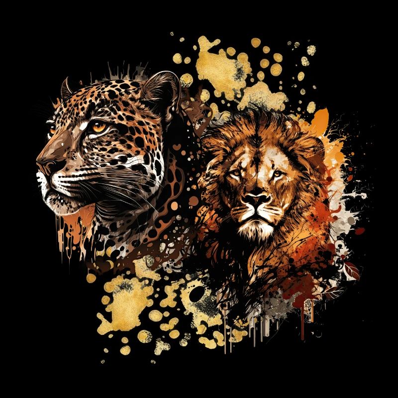 Tableau lion et guépard