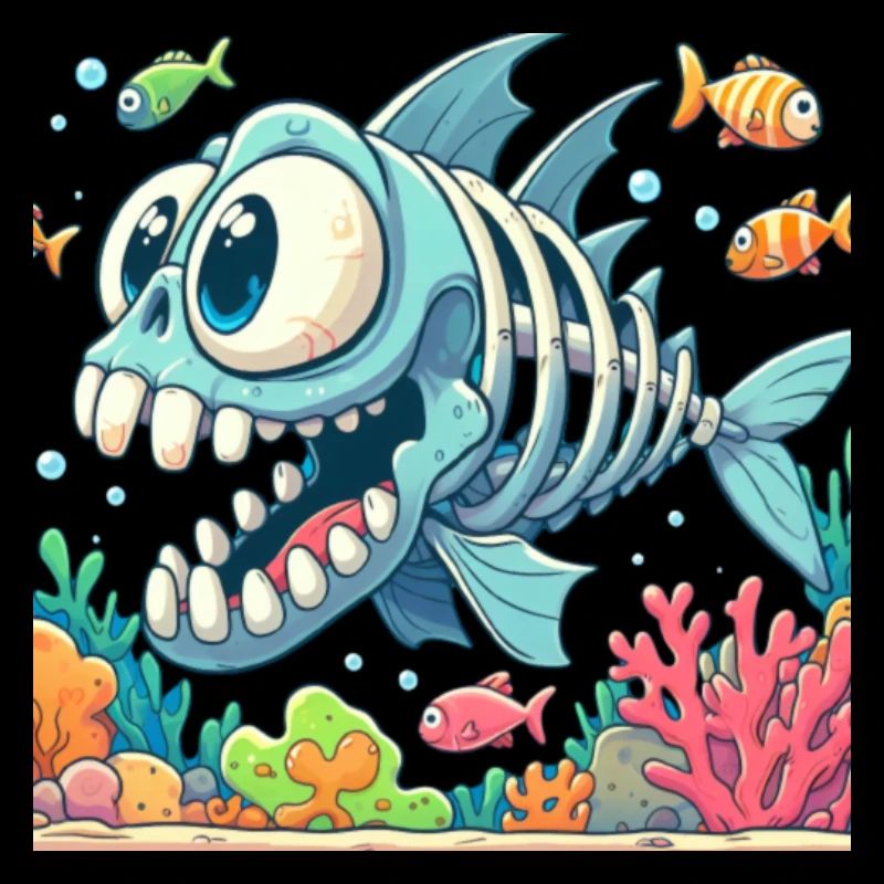 Poisson Squelette Cartoon 1