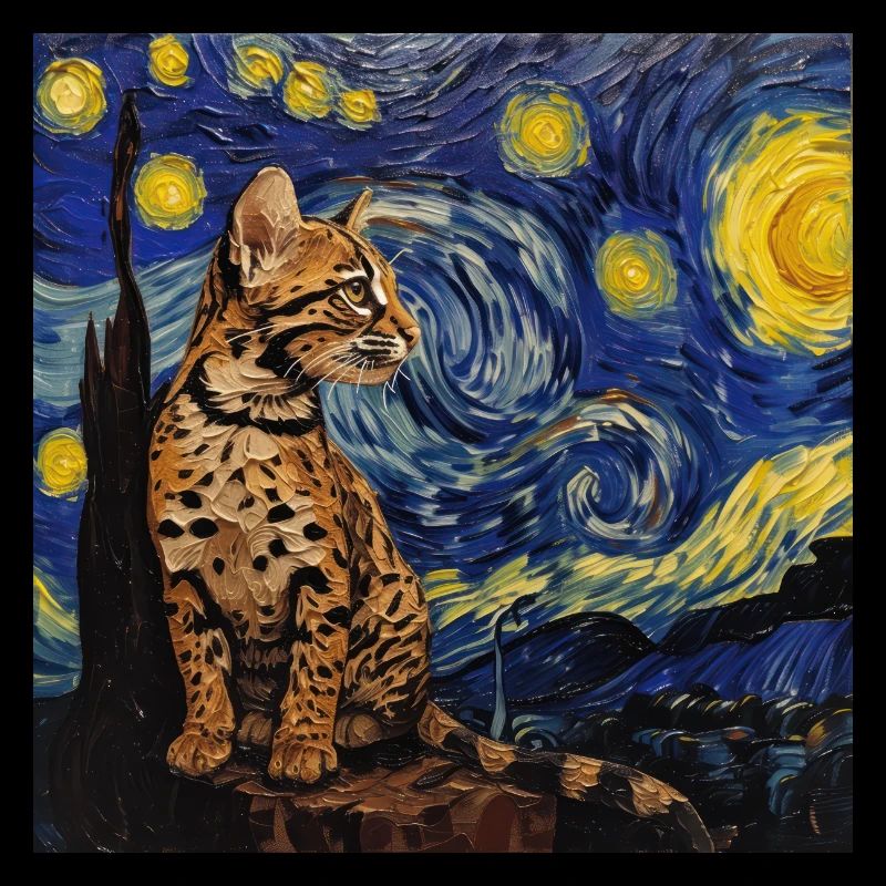 Ozelot, luchs, van gogh, sternennacht