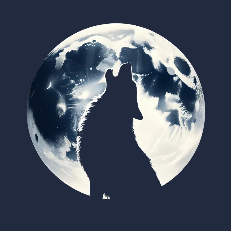 Wolf Howling At Full Moon