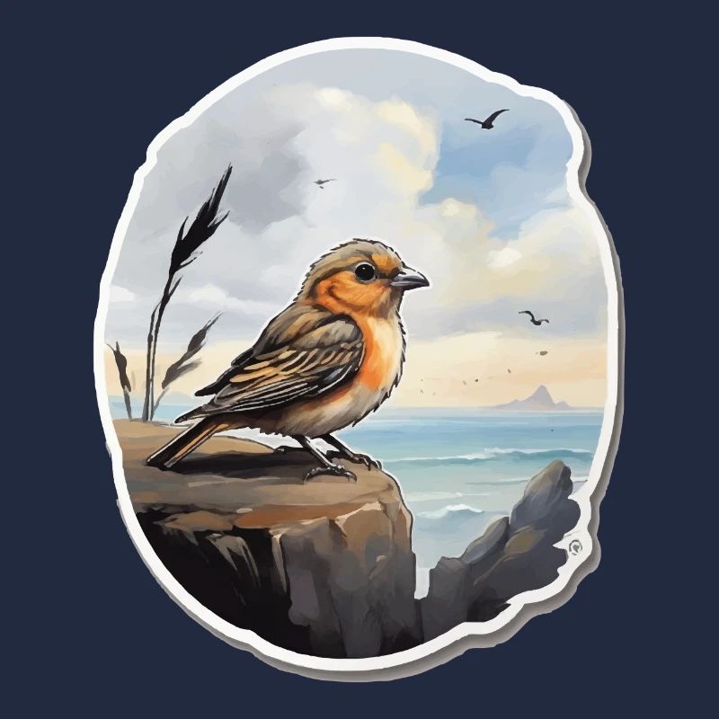 Landschaft Gemälde mit Vogel