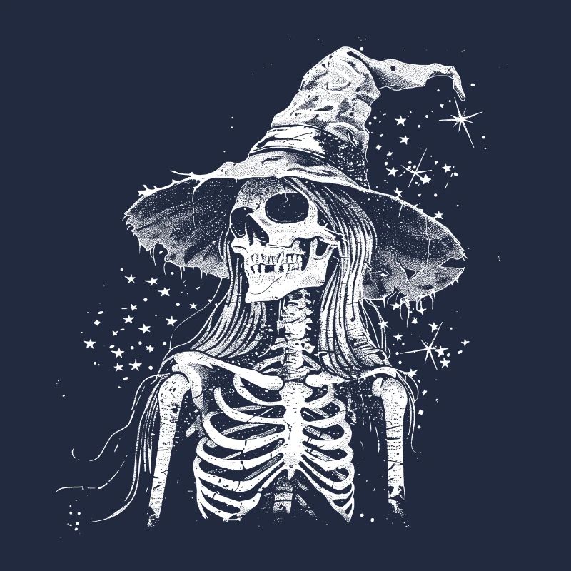 Dark Skeleton Witch with Witch Hat
