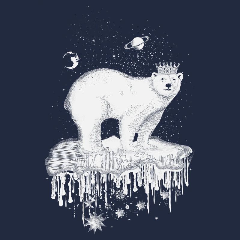 Polar bear with crown on ice floe