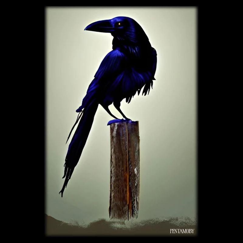 Mystical Night Blue Raven Bird