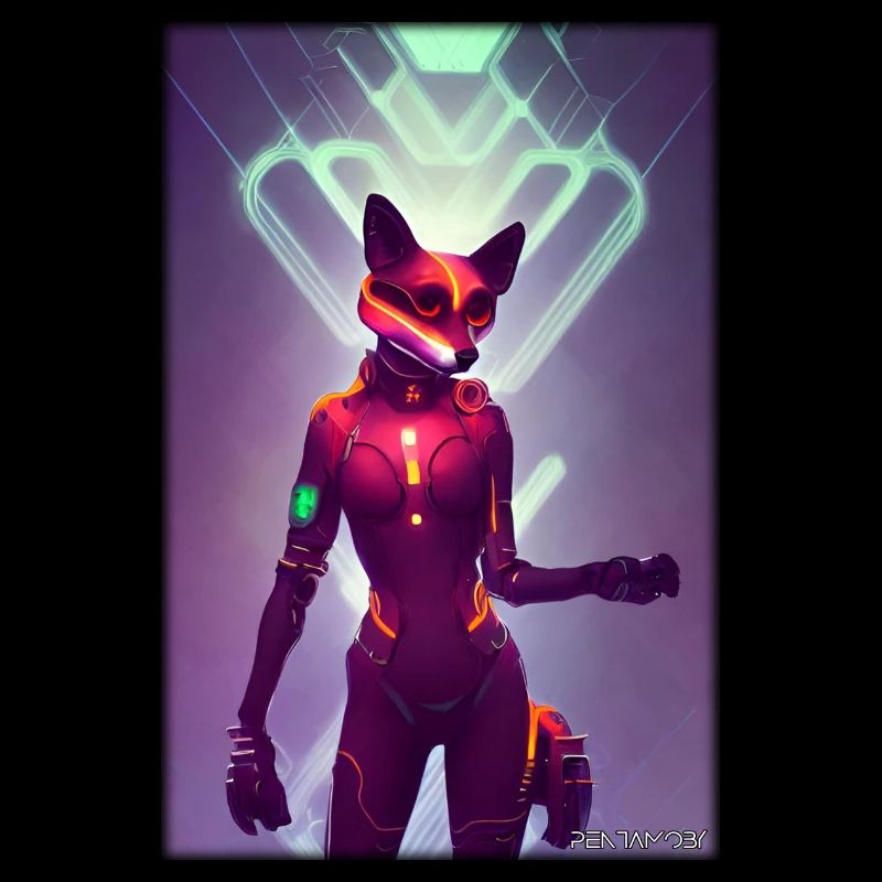 Fox Wildlife Cyber Neon Punk Future Sci-Fi