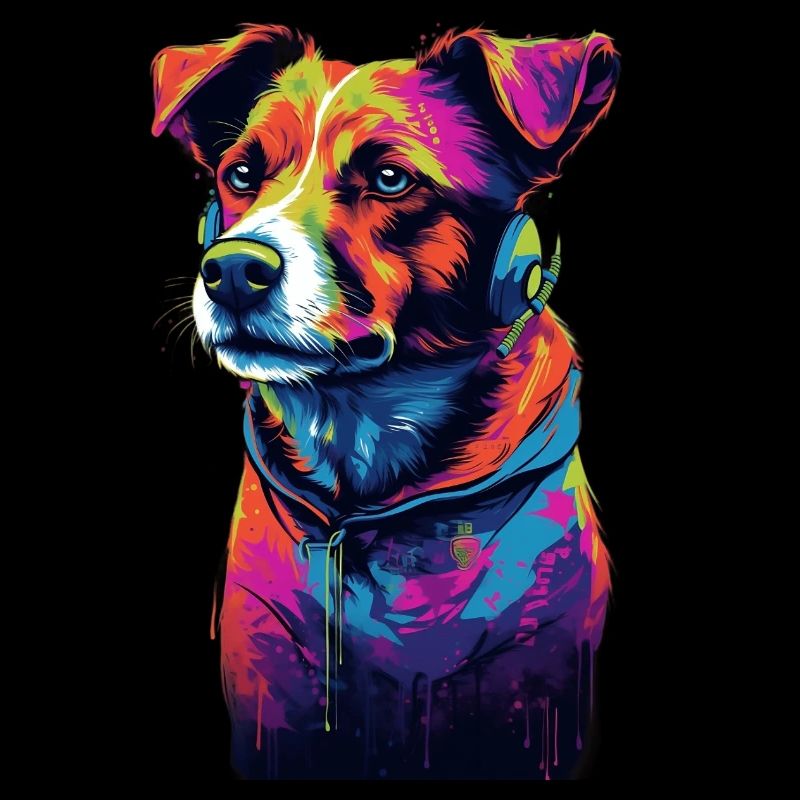 Jack Russell Terrier 80s Synthwave Cadeau
